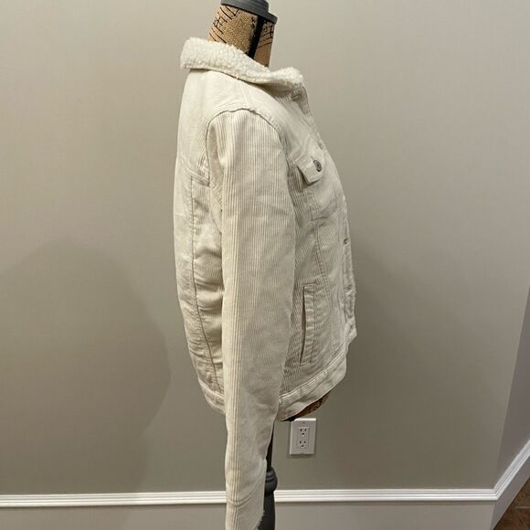 Off White Corduroy Jacket Sherpa lined SZ small - Picture 7 of 8